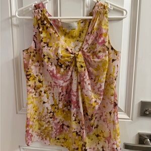 LOFT Abstract Pink and Yellow Blouse